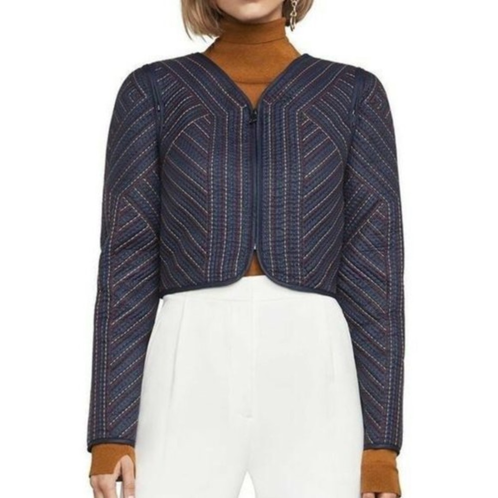 Bcbgmaxazria logun jacket vest zipper cropped navy